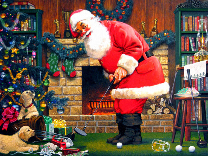 Santa Claus Playing Golf