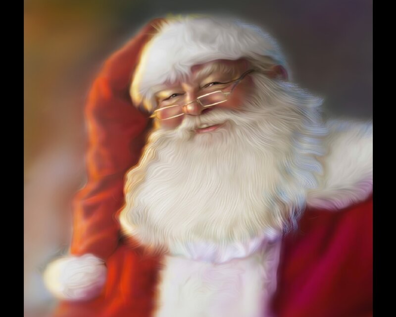 Santa Claus Portrait — Red, Festive, Winter, Digital Art