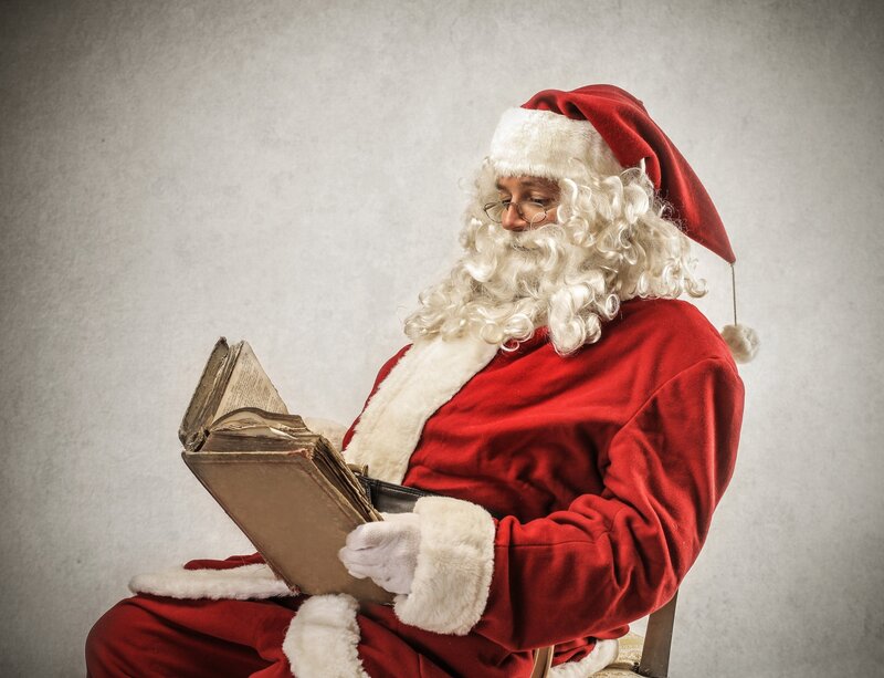 Santa Claus Reading Book — Red, Calm