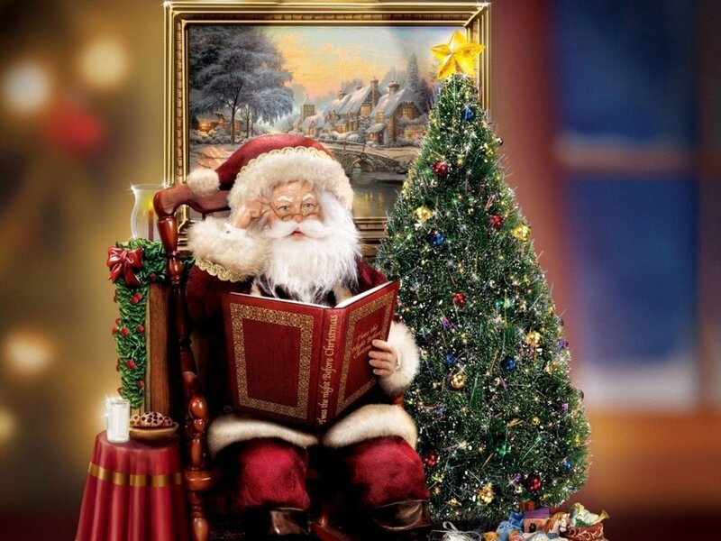 Santa Claus Reading Book — Red, Festive