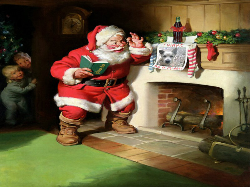 Santa Claus Reading Book — Red, Festive, Winter