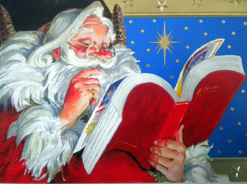 Santa Claus Reading Book — Red, Peaceful