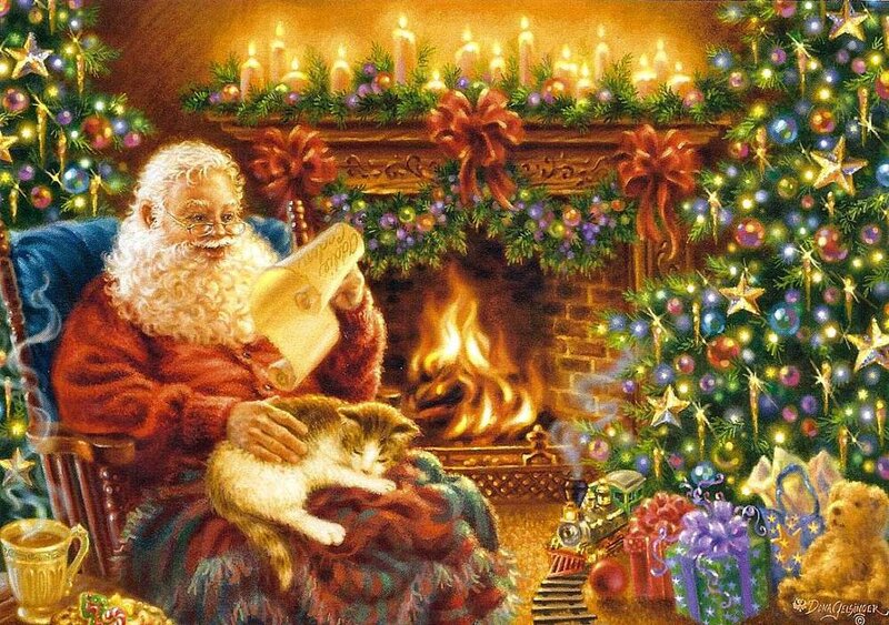 Santa Claus Reading — Red, Cozy