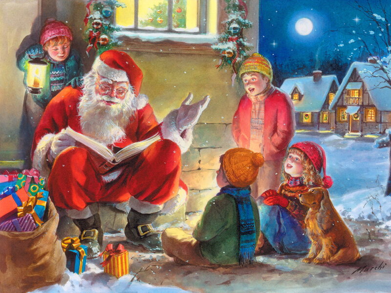 Santa Claus Reading to Children