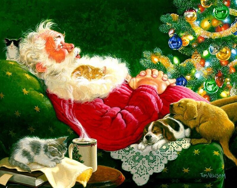 Santa Claus Sleeping — Green