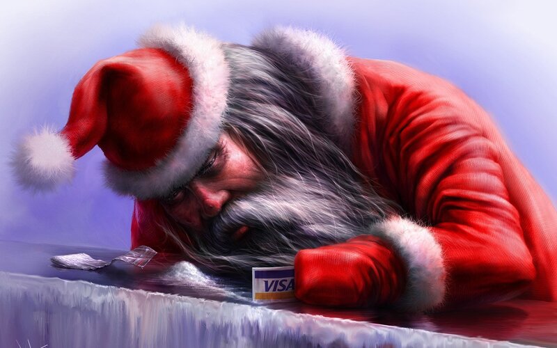 Santa Claus sleeping on table