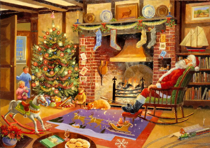 Santa Claus Sleeping — Red, Cozy