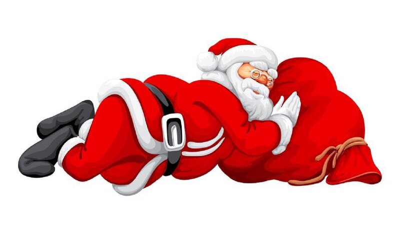Santa Claus Sleeping — Red, Peaceful, Digital Art