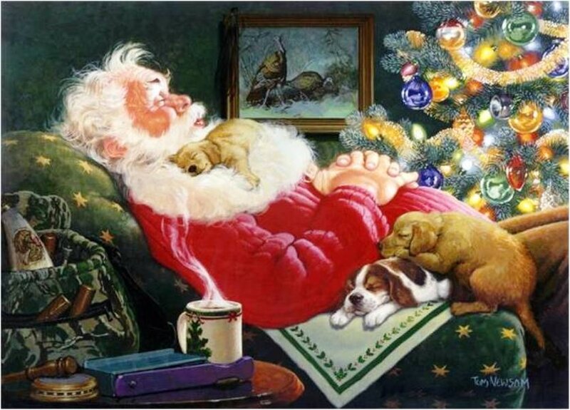 Santa Claus Sleeping — Red, Peaceful