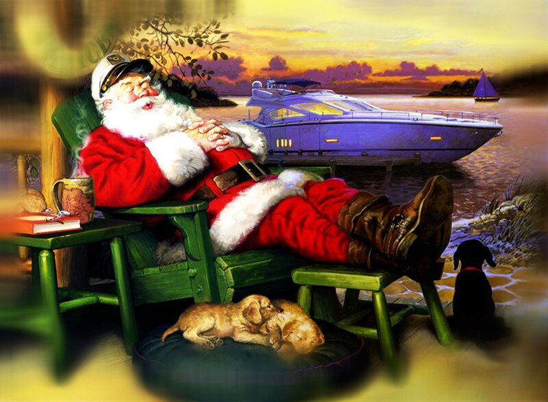 Santa Claus Sleeping — Red, Serene, Sunset