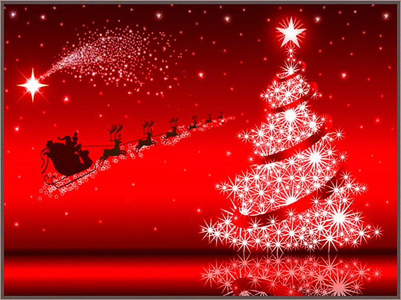 Santa Claus Sleigh — Red, Festive, Night