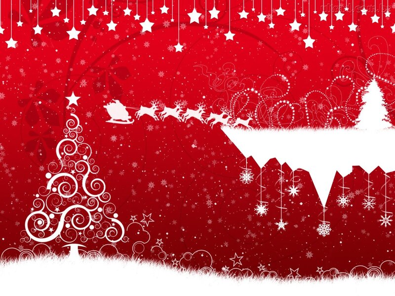 Santa Claus Sleigh — Red, Festive, Winter, Vector Art