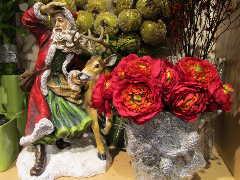 Santa Claus Statue with Deer