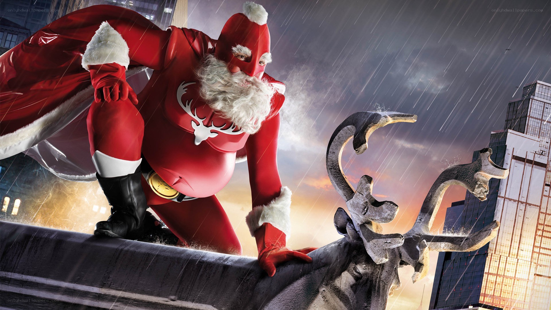 Santa Claus superhero in action