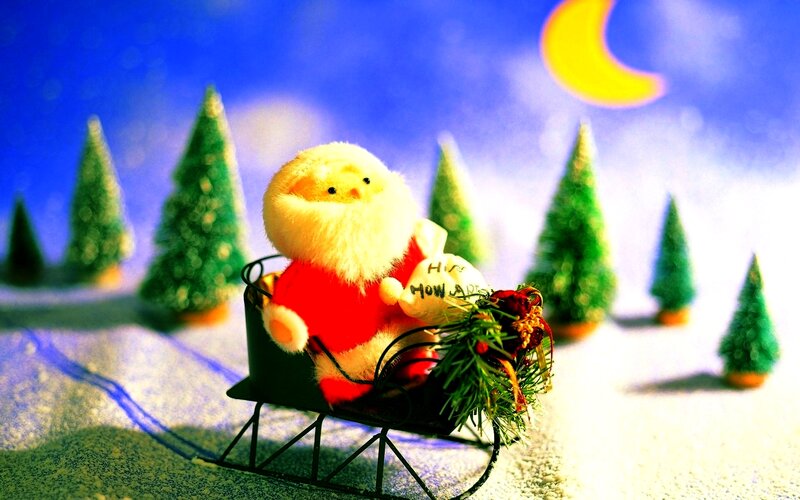 Santa Claus Toy in Sleigh — Blue