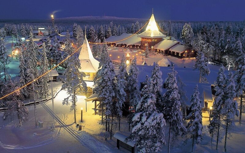 Santa Claus Village at night