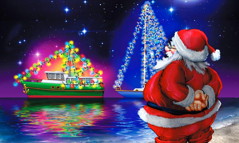 Santa Claus Watching Boats