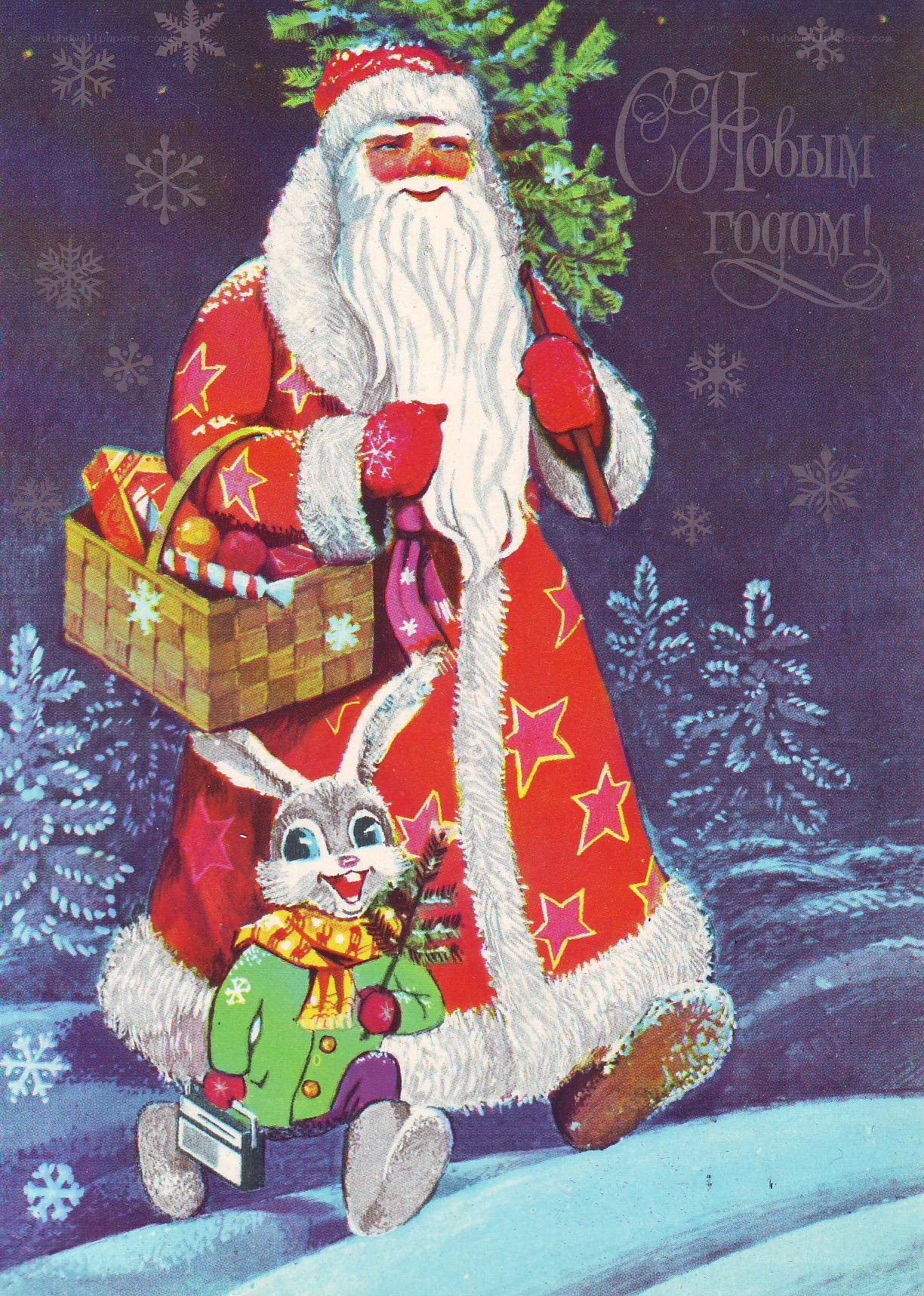 Santa Claus with a rabbit