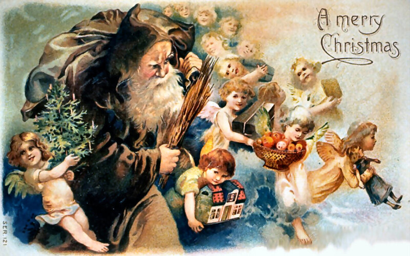 Santa Claus with Angels — Brown