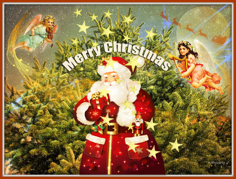 Santa Claus with Angels — Red
