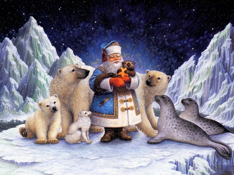 Santa Claus with Arctic Animals