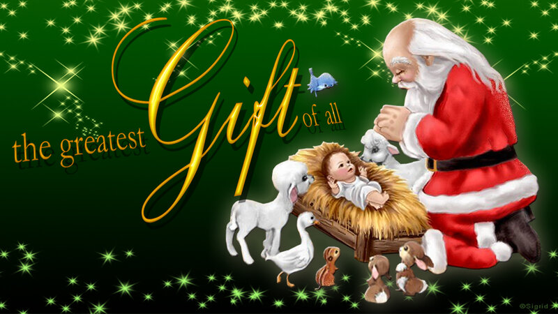 Santa Claus with Baby Jesus — Green