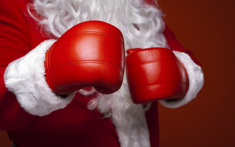 Santa Claus with Boxing Gloves