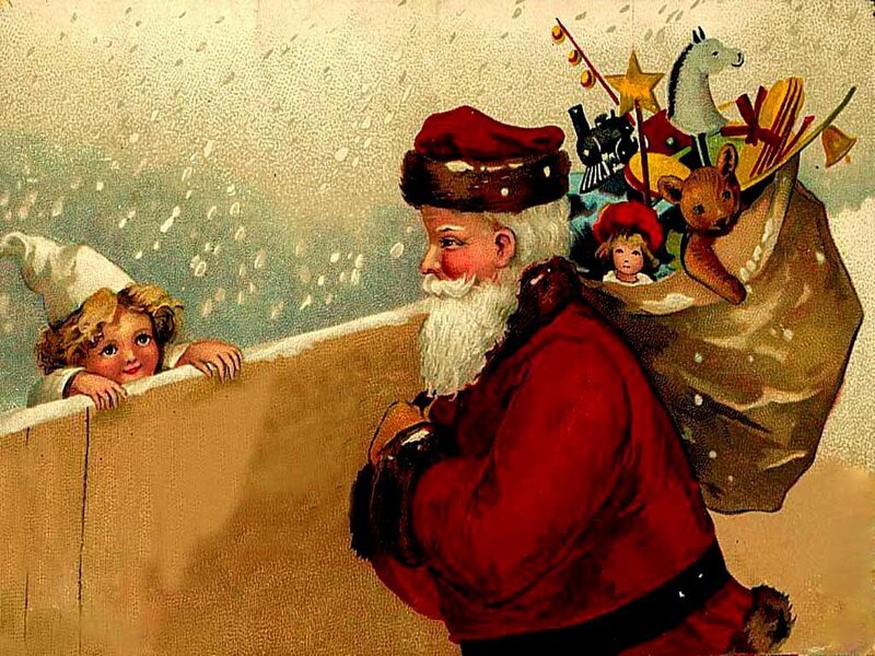 Santa Claus with Child — Red