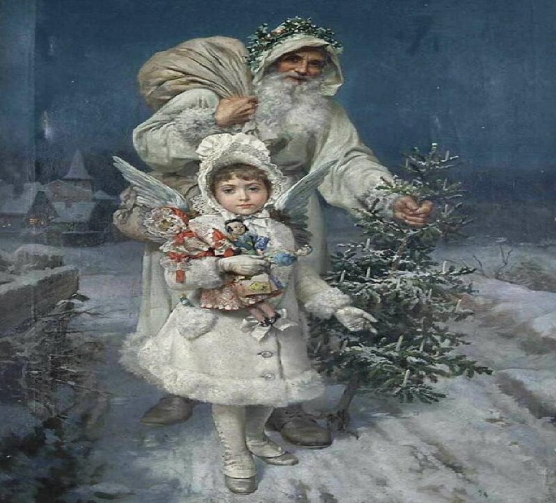 Santa Claus with Child — White