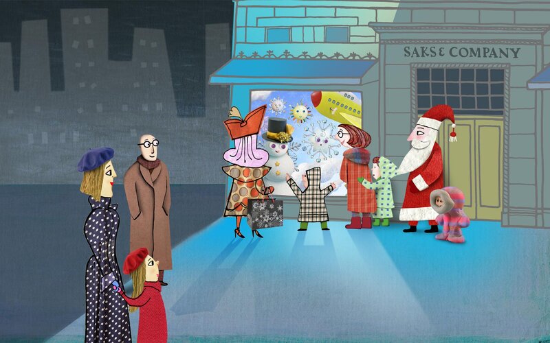 Santa Claus with Children — Blue