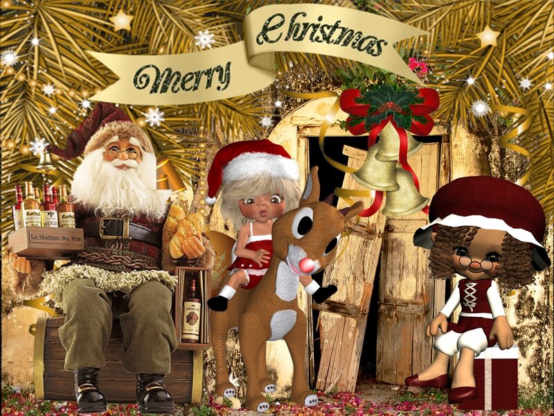 Santa Claus with Children — Gold