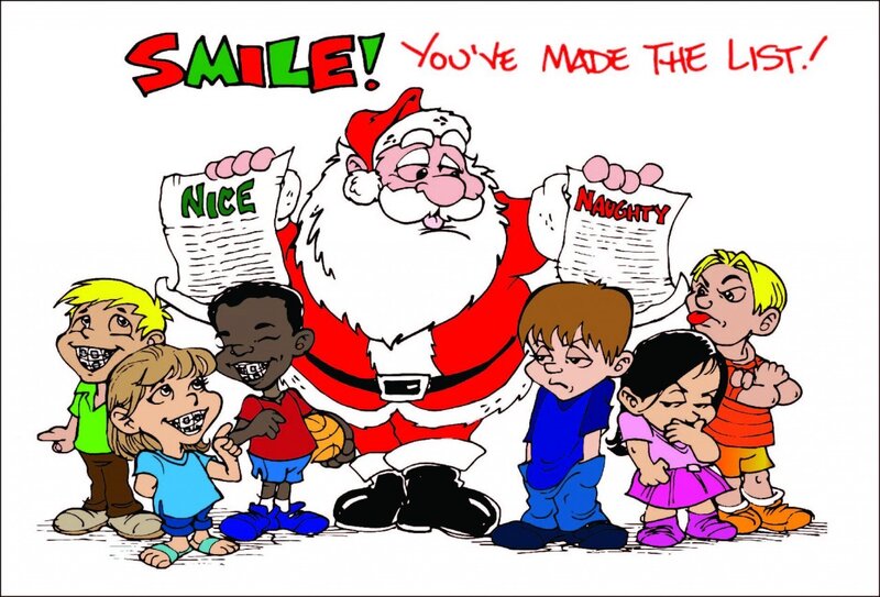 Santa Claus with Children — Red, Humorous