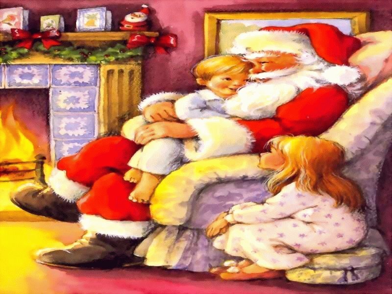 Santa Claus with Children — Red
