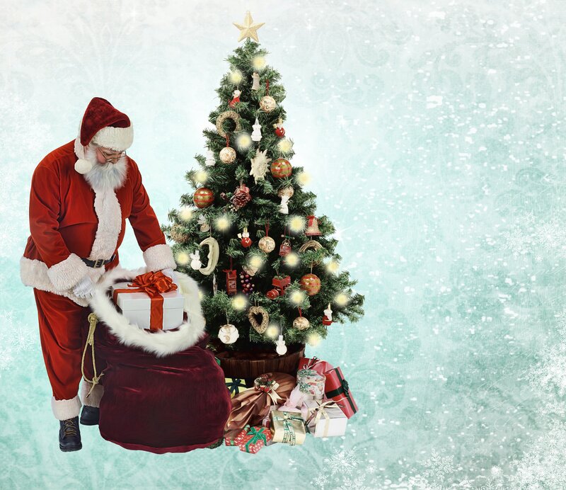 Santa Claus with Christmas tree