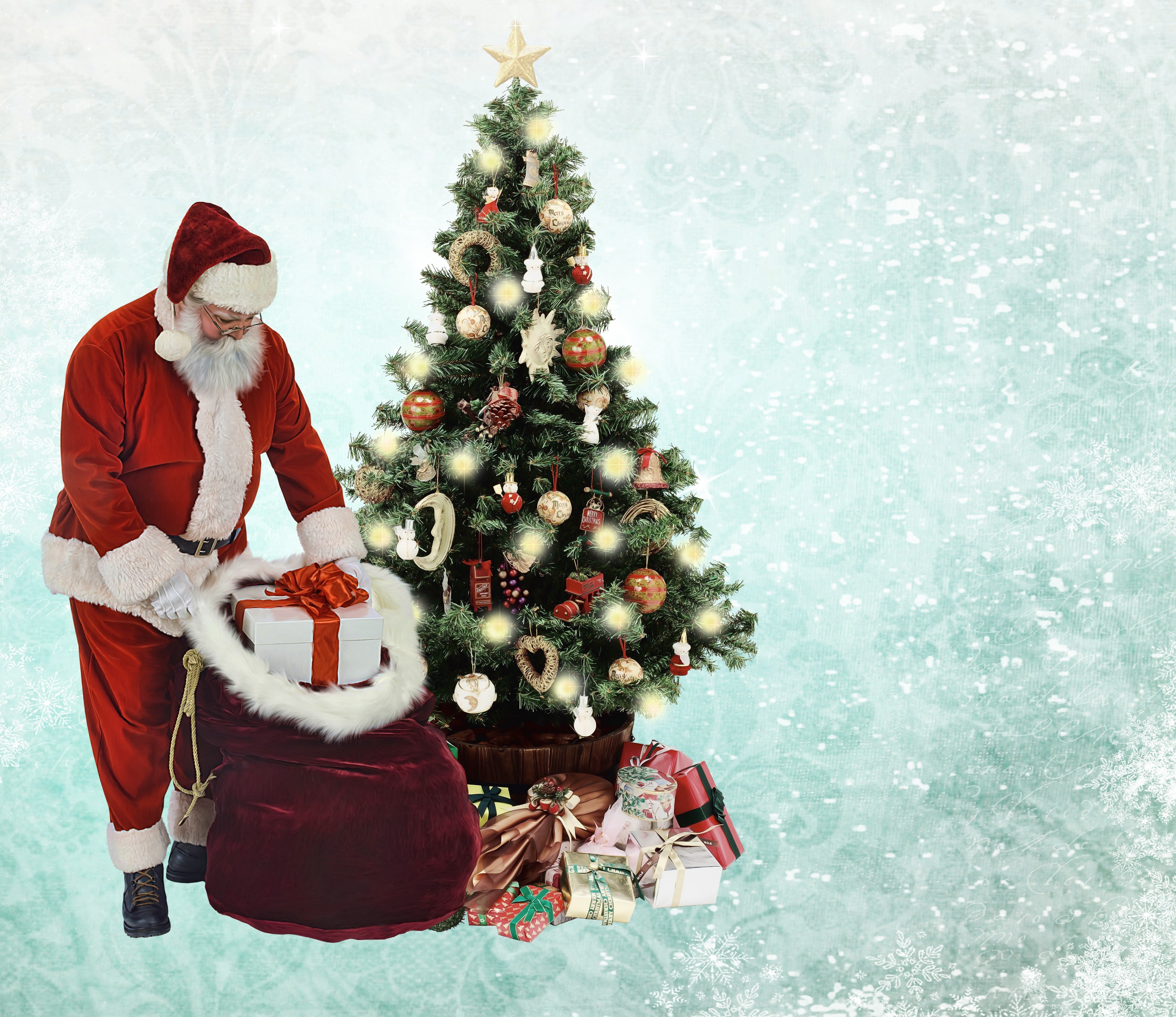 Santa Claus with Christmas tree