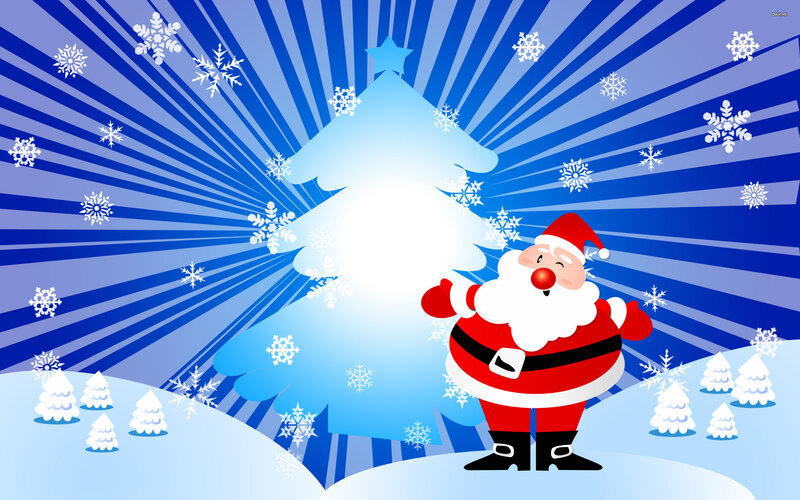Santa Claus with Christmas Tree — Blue