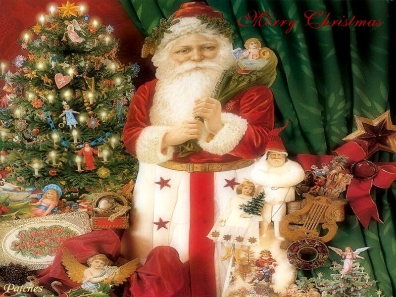 Santa Claus with Christmas Tree — Red, Festive