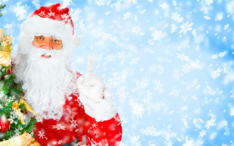 Santa Claus with Christmas Tree — Red, Festive, Winter, Photograph, Christmas Tree