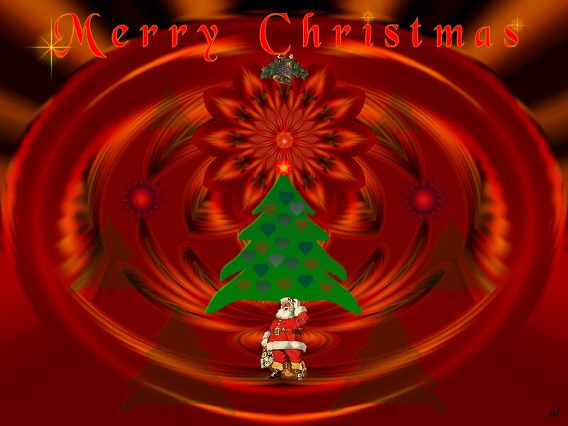 Santa Claus with Christmas Tree — Red, Festive, Winter