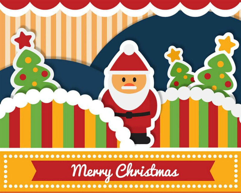 Santa Claus with Christmas Trees — Red