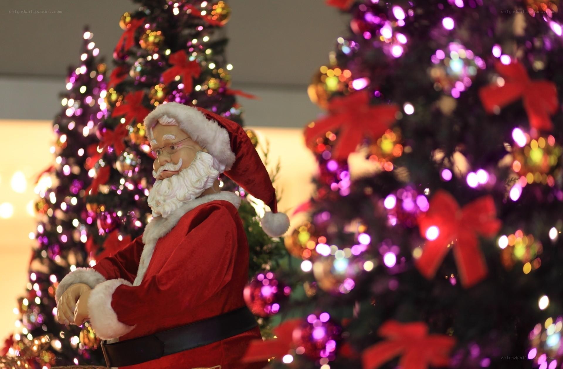 Santa Claus with Christmas trees