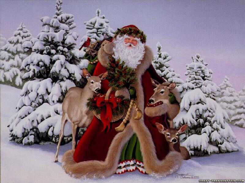 Santa Claus with Deer — Red