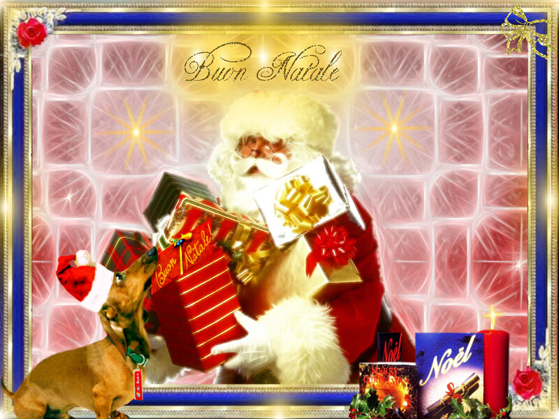 Santa Claus with Dog — Red