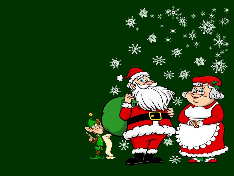 Santa Claus with Elves — Green