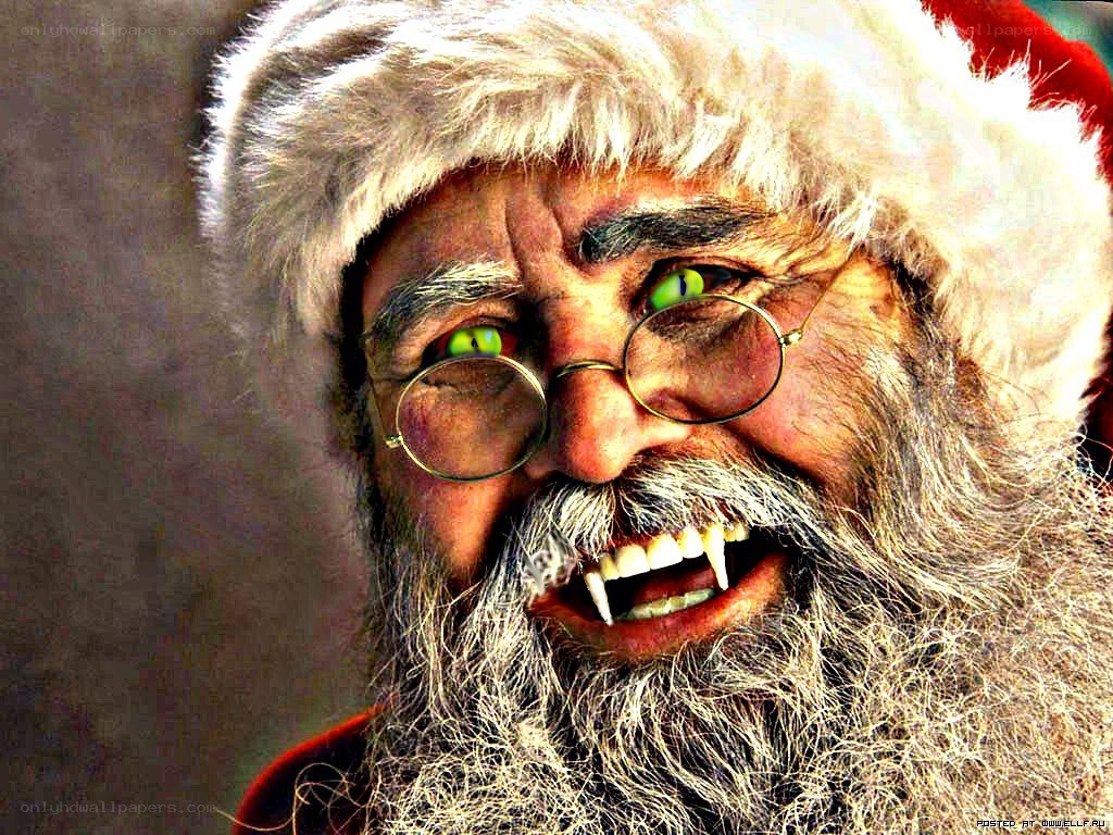 Santa Claus with fangs