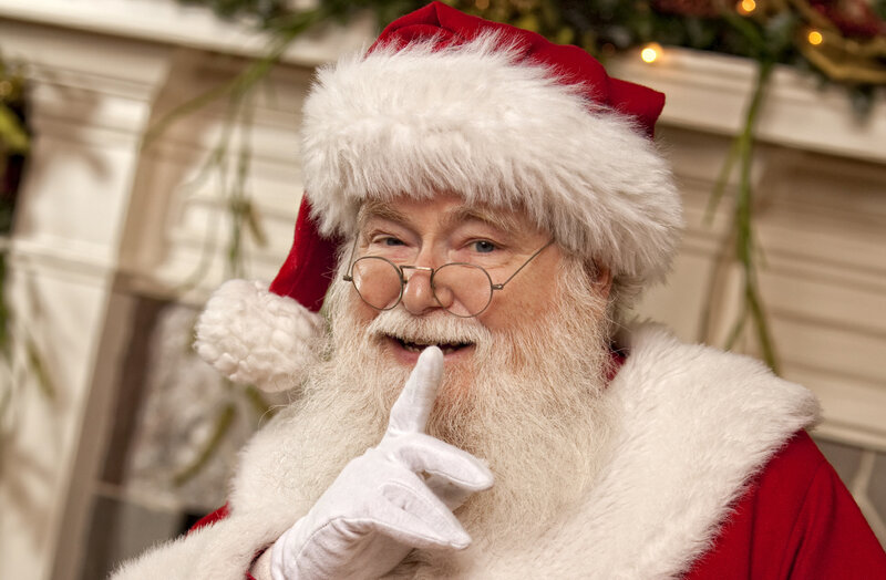 Santa Claus with Finger to Mouth
