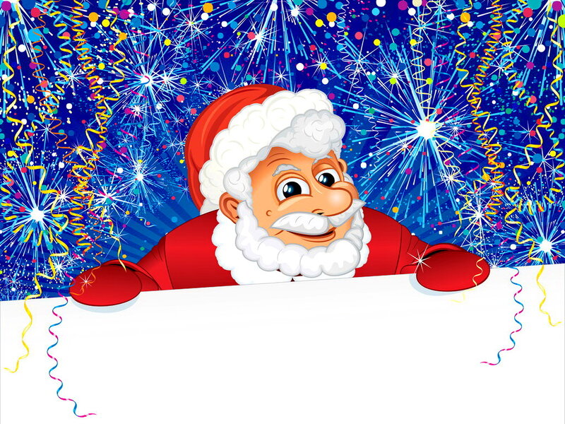 Santa Claus with Fireworks — Red