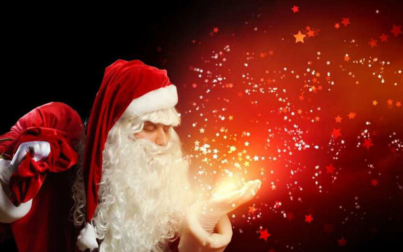 Santa Claus with Gift Bag — Red, Magical