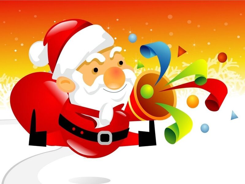 Santa Claus with Gift Bag — Red