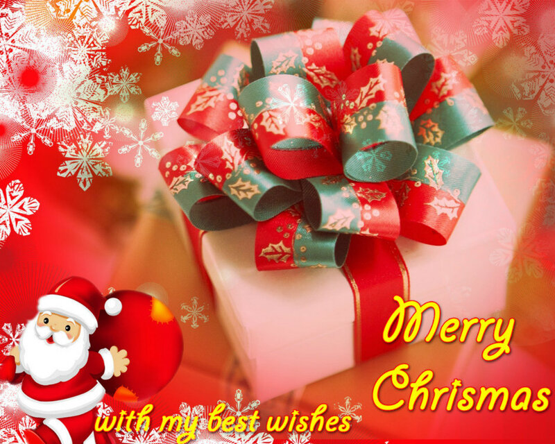 Santa Claus with Gift — Red, Festive, Winter